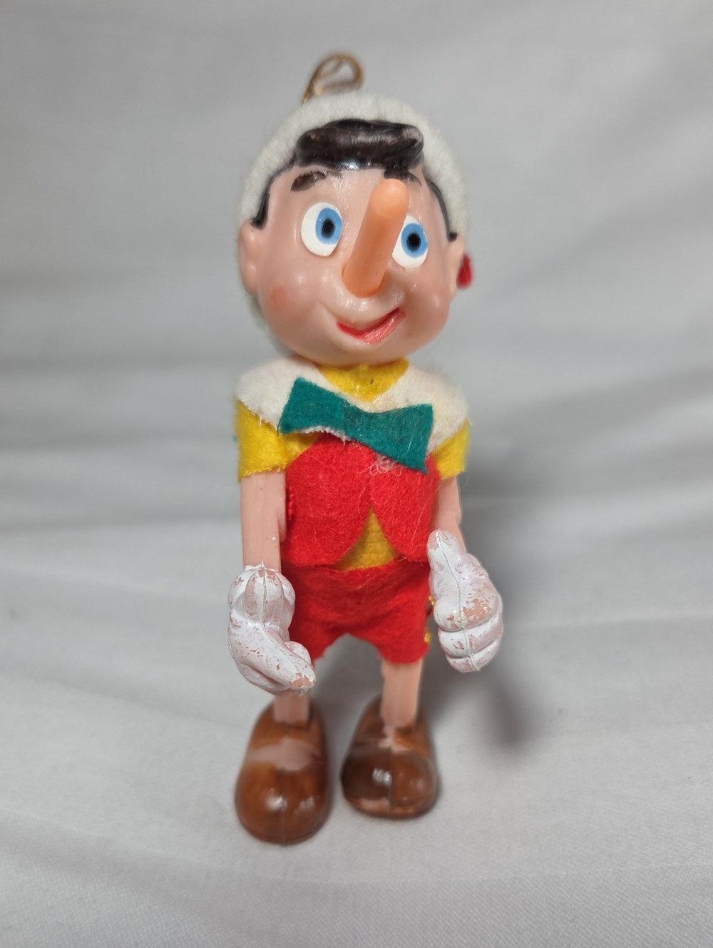 Vintage 1970's Pinocchio Ornament in Red and Yellow